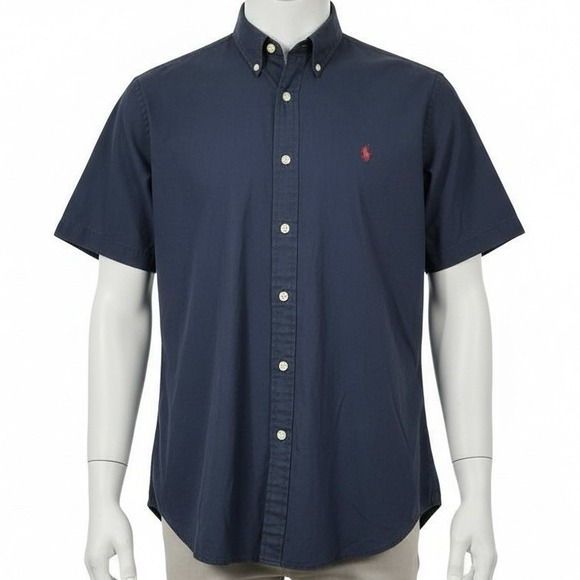 Ralph Lauren Other - Ralph Lauren Classic Fit 100% Linen S/S Button Up Up Shirt Navy Blue Men's Sz L